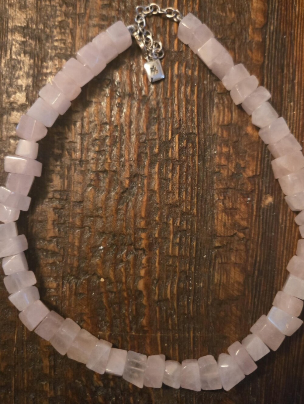 Lauren Ralph Lauren Pale Pink Quartz Cube Bead Necklace 16"